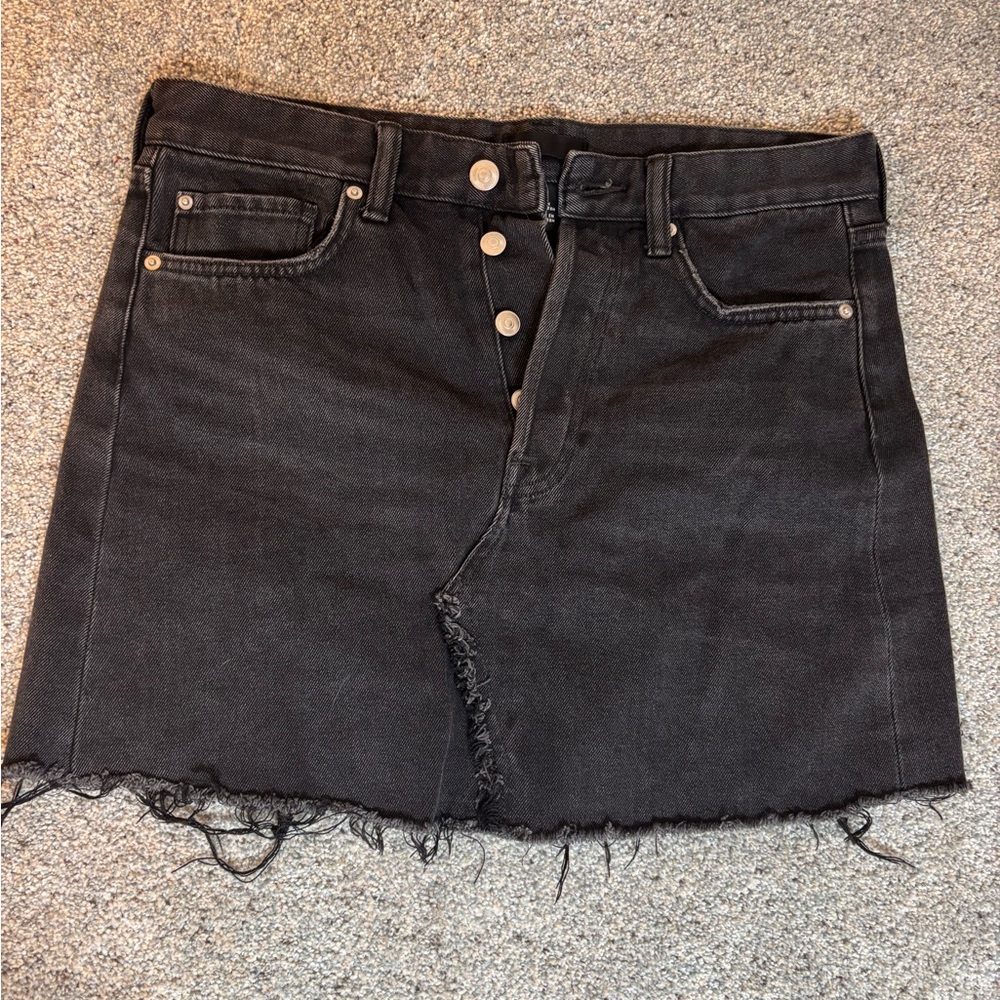 H&M Black Denim Mini Skirt
